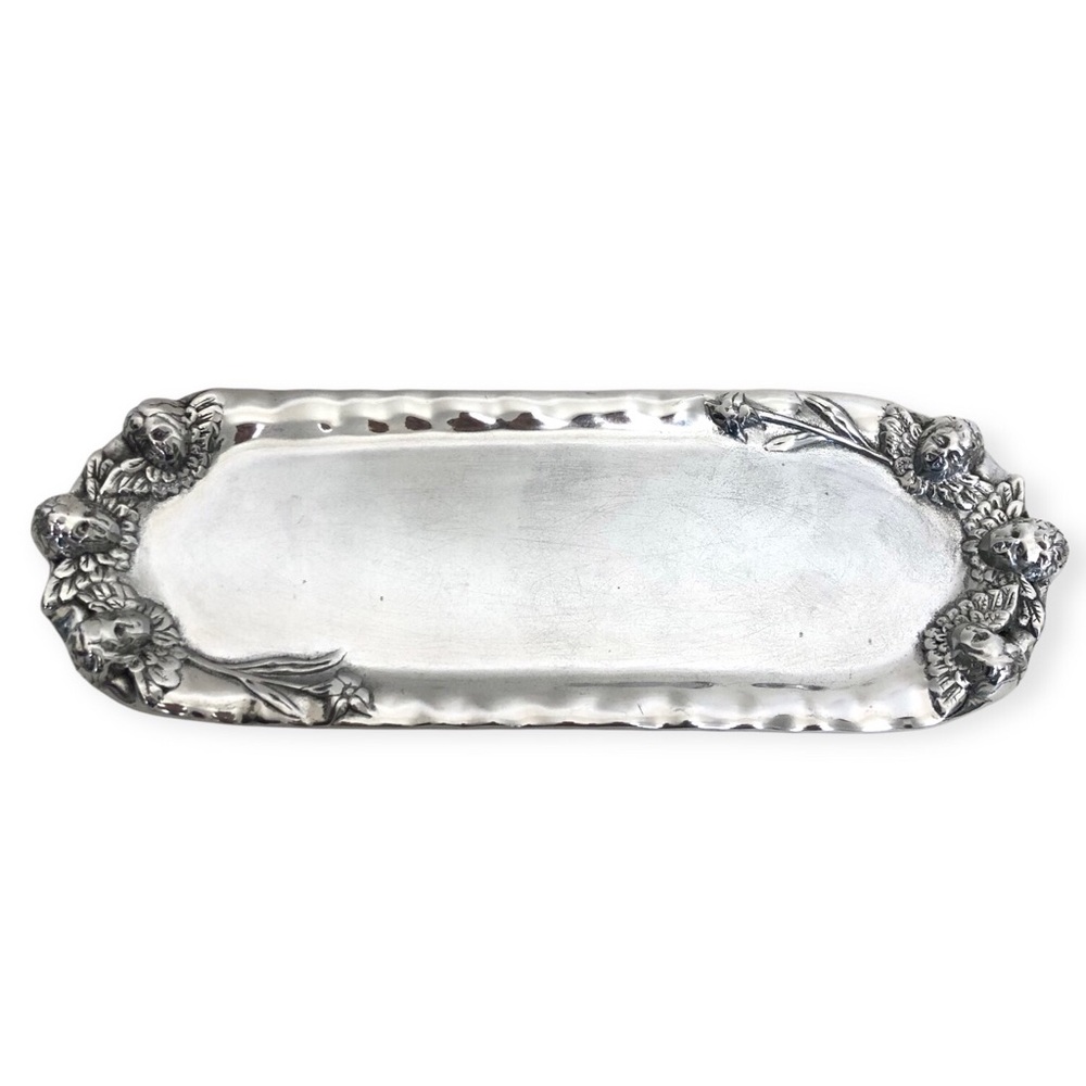 Vintage Hacienda Real Pewter Cherub Angel Vanity Tray